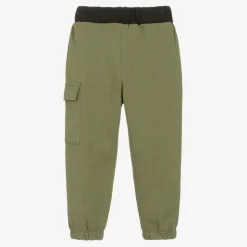 Boys Green Cotton Jersey Joggers