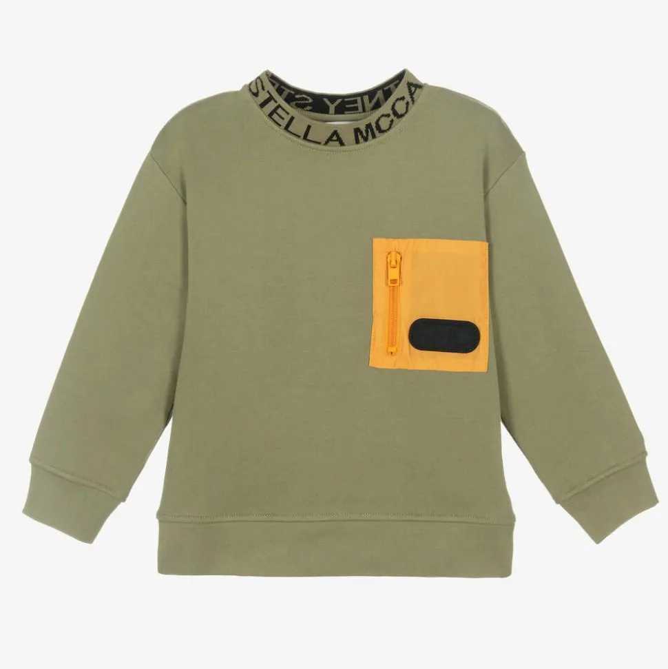 Boys Green Cotton Pocket Sweatshirt