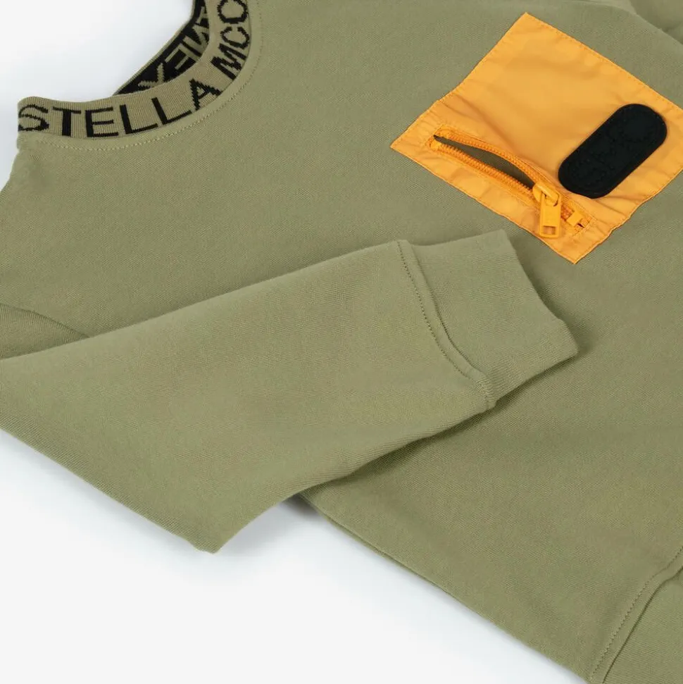 Boys Green Cotton Pocket Sweatshirt