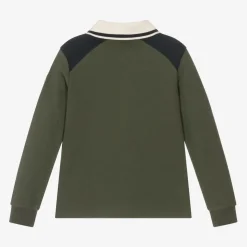 Boys Green Cotton Polo Shirt