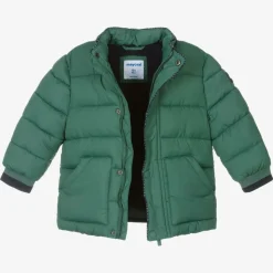 Boys Green Hooded Puffer Coat