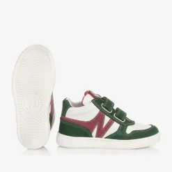 Boys Green Leather Velcro Trainers