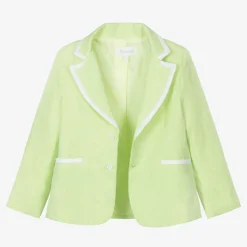 Boys Green Linen Shorts Suit