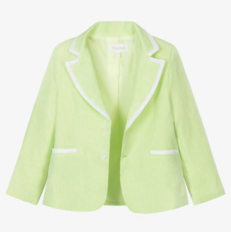 Boys Green Linen Shorts Suit