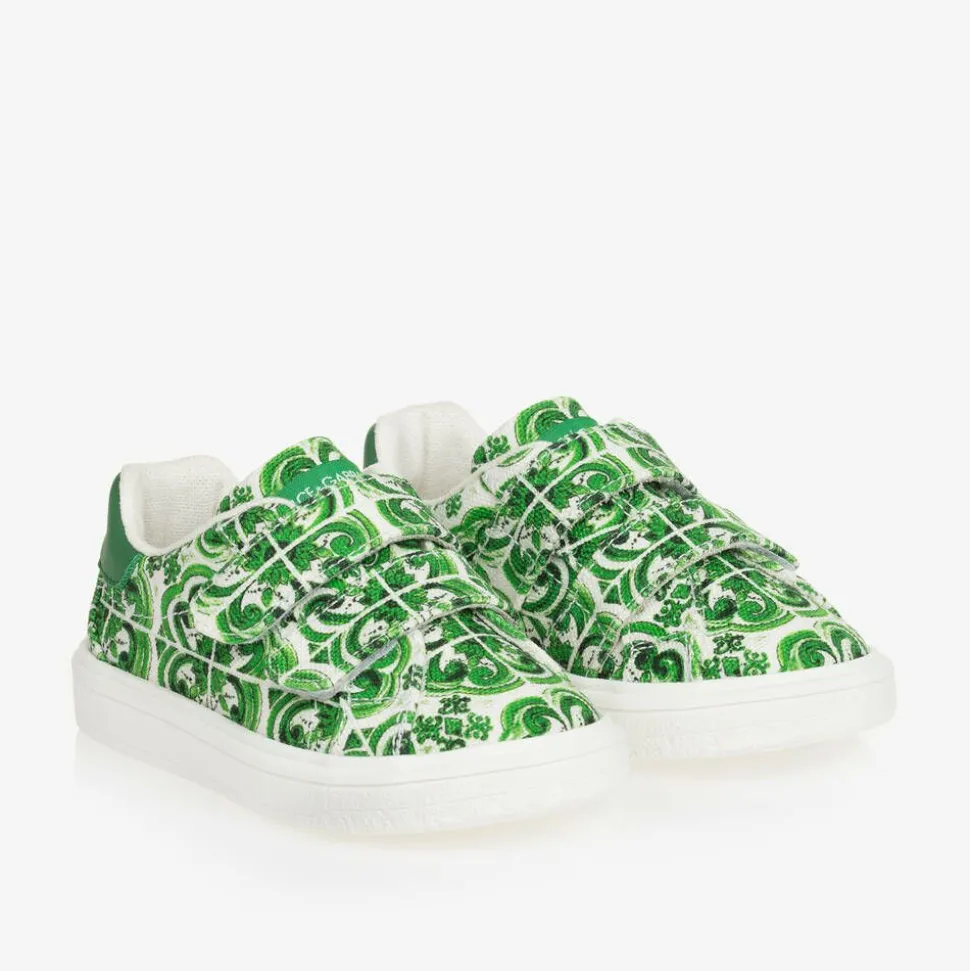 Boys Green Majolica Print Canvas Trainers
