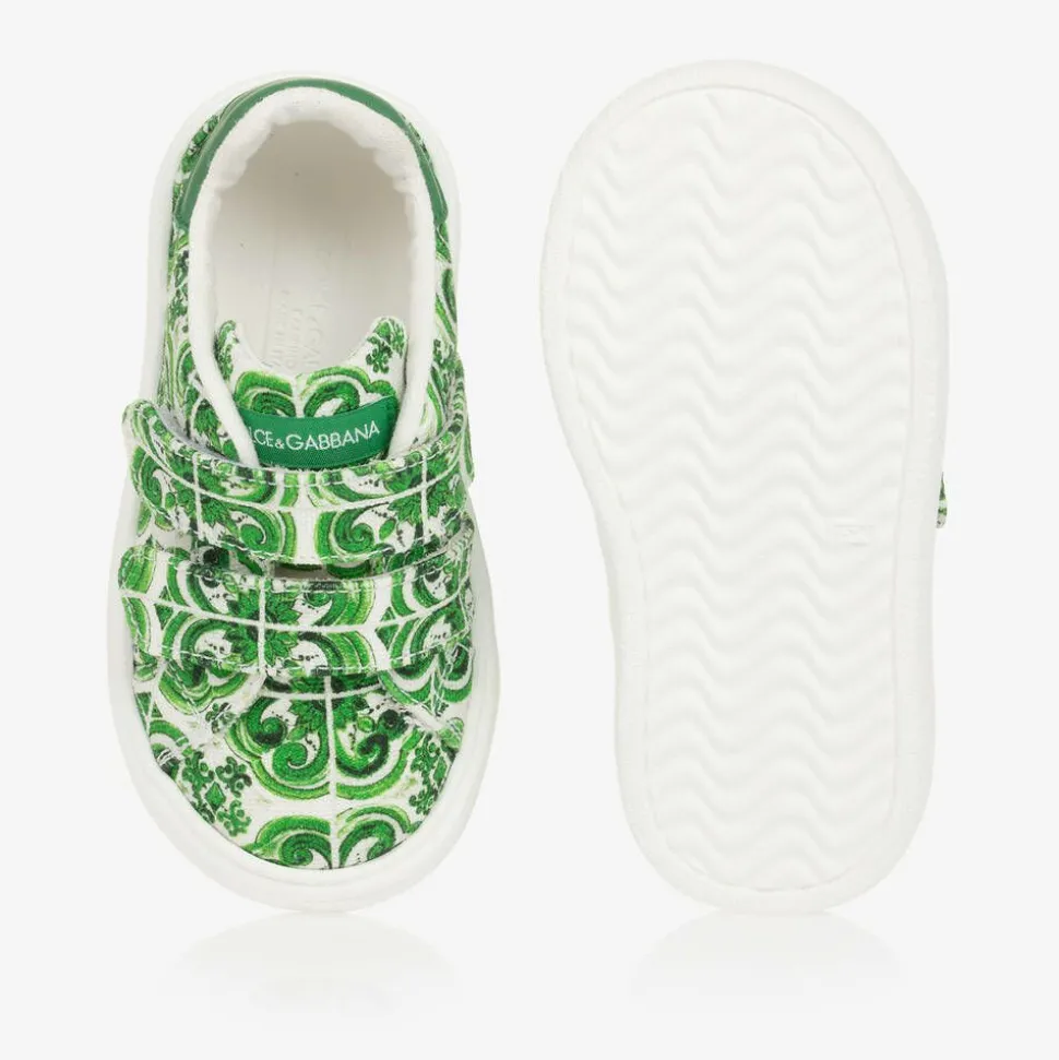 Boys Green Majolica Print Canvas Trainers