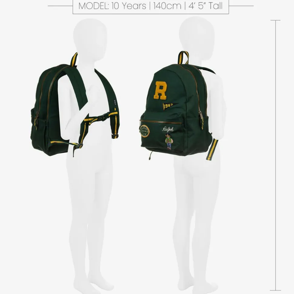 Boys Green Polo Bear Backpack (44cm)