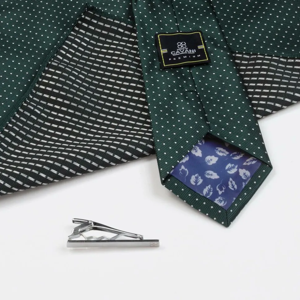 Boys Green Satin Polka Dot Tie Set