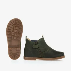 Boys Green Suede Leather Boots