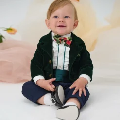 Boys Green Velvet Suit