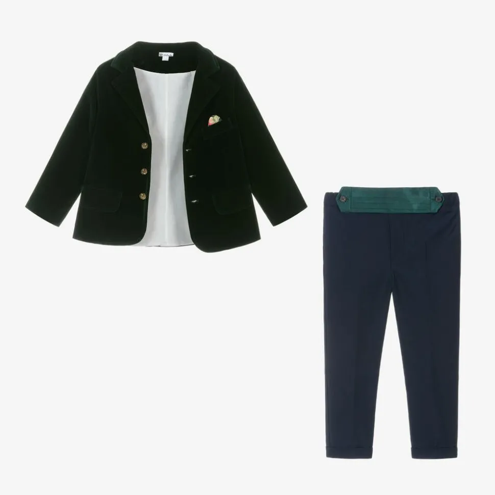 Boys Green Velvet Suit