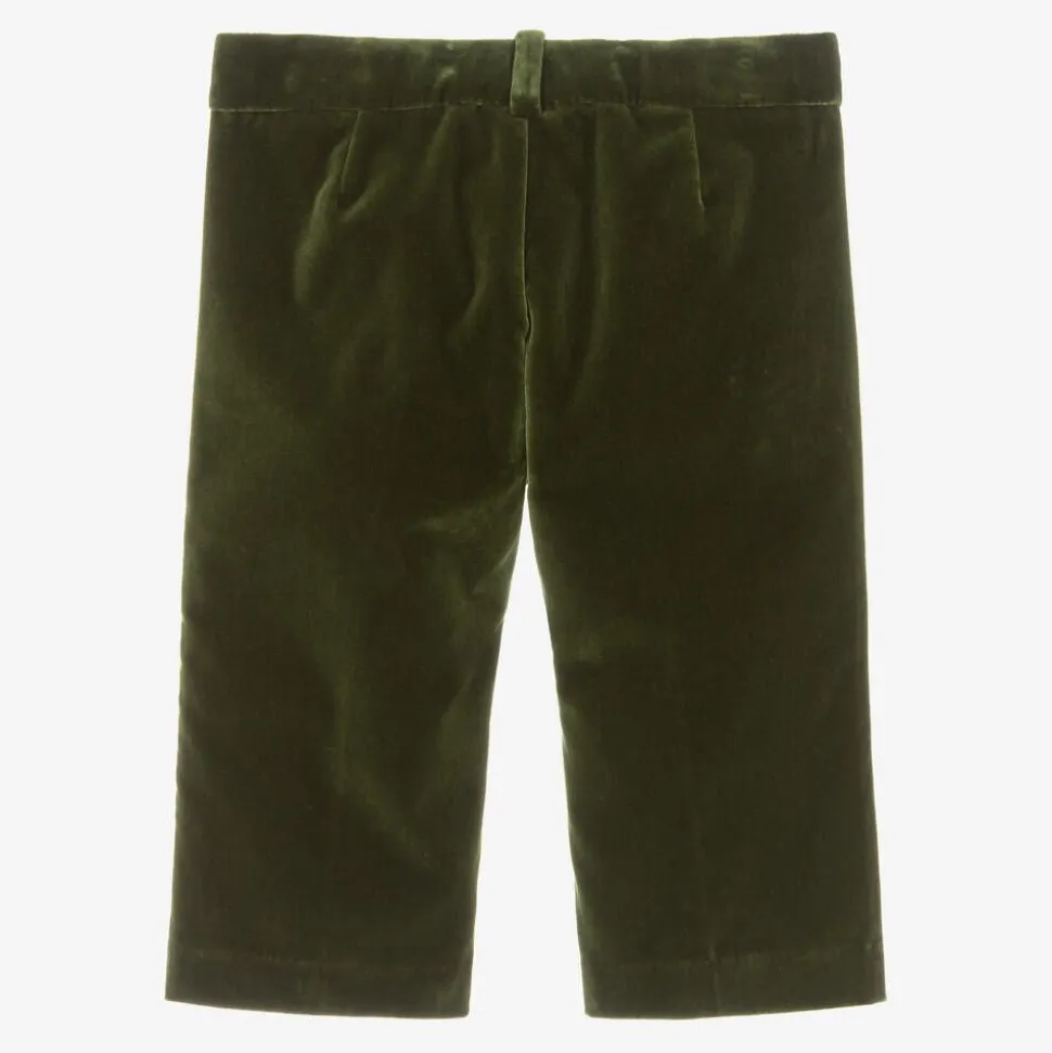Boys Green Velvet Trousers