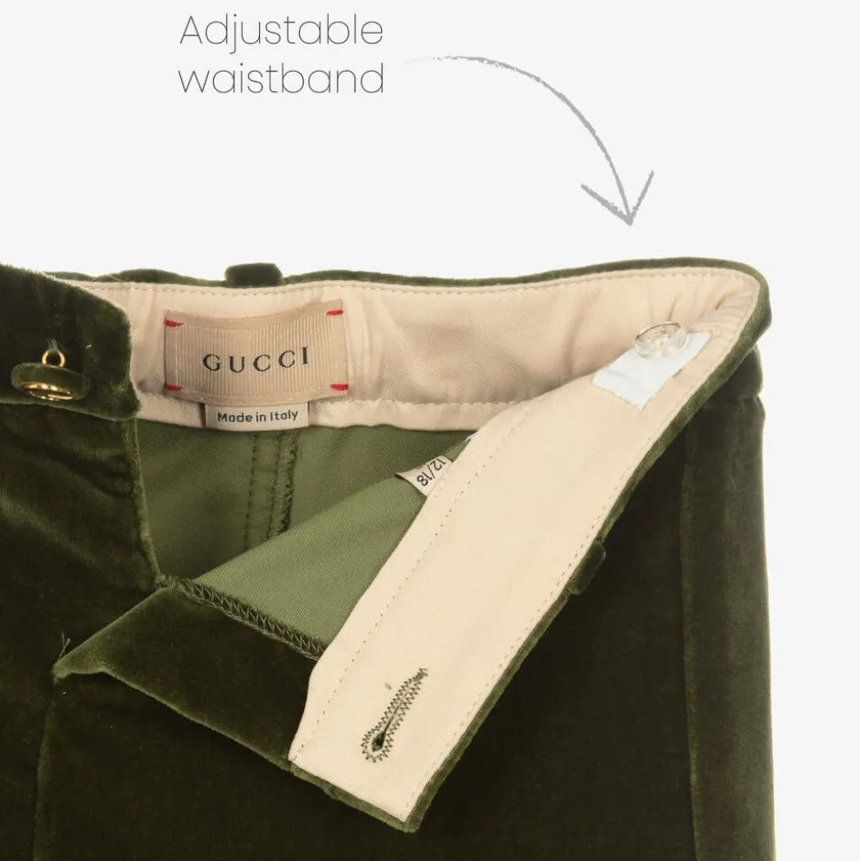 Boys Green Velvet Trousers