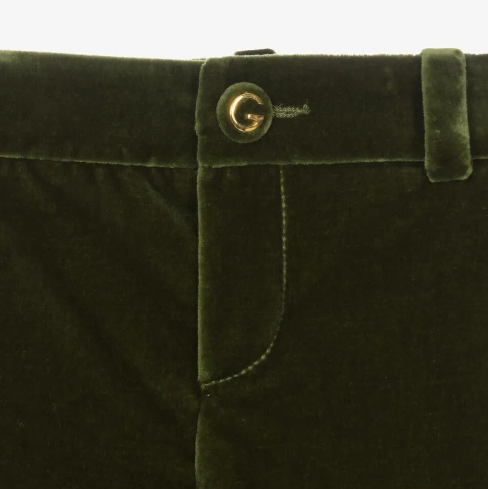 Boys Green Velvet Trousers