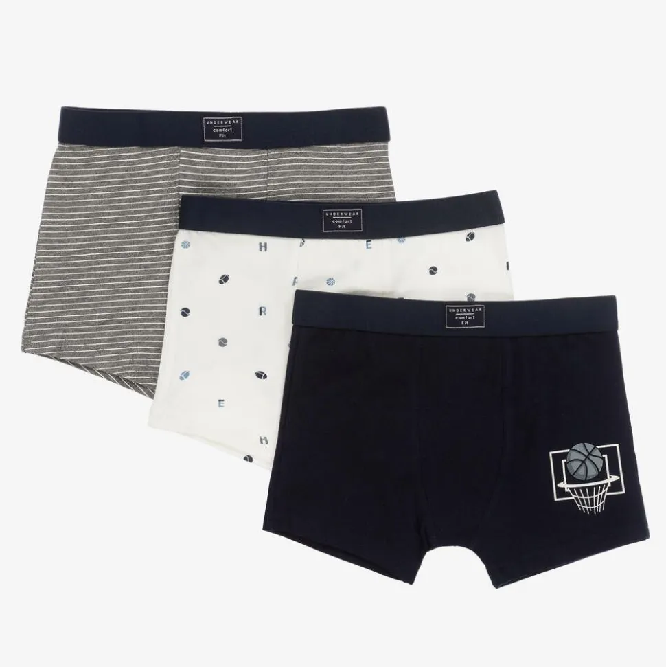 Boys Grey & Blue Boxer Shorts (3 Pack)
