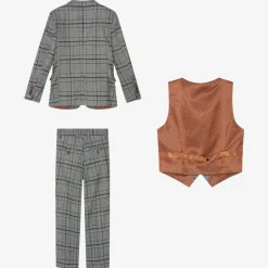 Boys Grey & Blue Check Suit