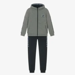 Boys Grey & Blue Jersey Tracksuit