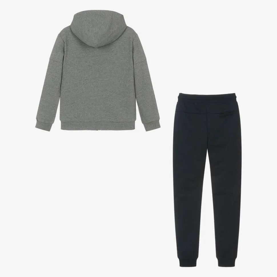 Boys Grey & Blue Jersey Tracksuit