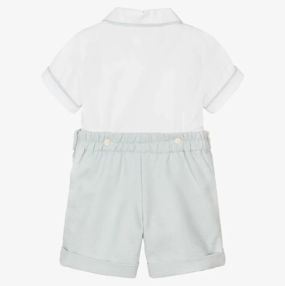 Boys Grey & White Cotton Buster Suit