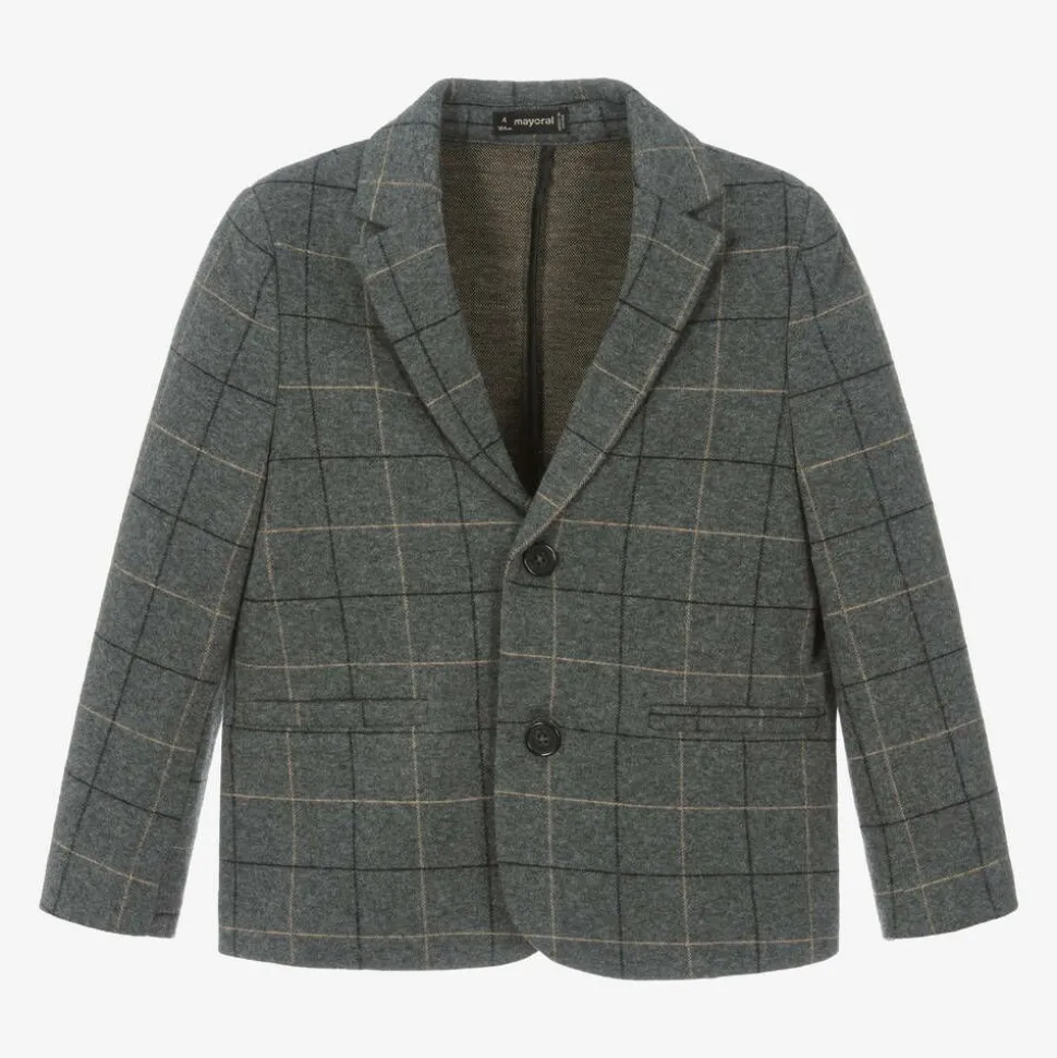 Boys Grey Check Blazer