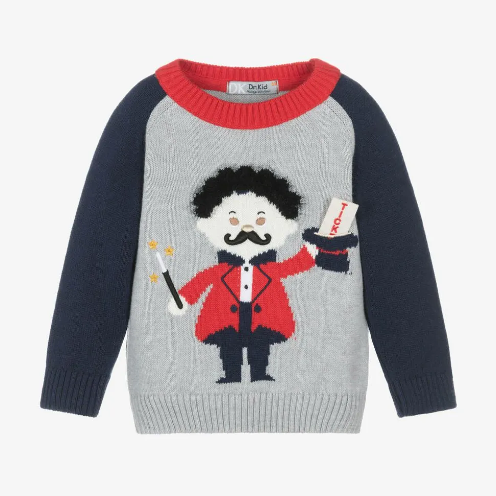 Boys Grey Cotton & Wool Circus Sweater