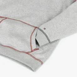 Boys Grey Cotton Contrast Stitch Hoodie