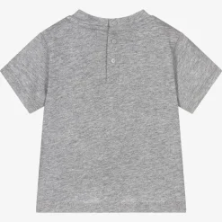 Boys Grey Cotton Eagle Logo T-Shirt