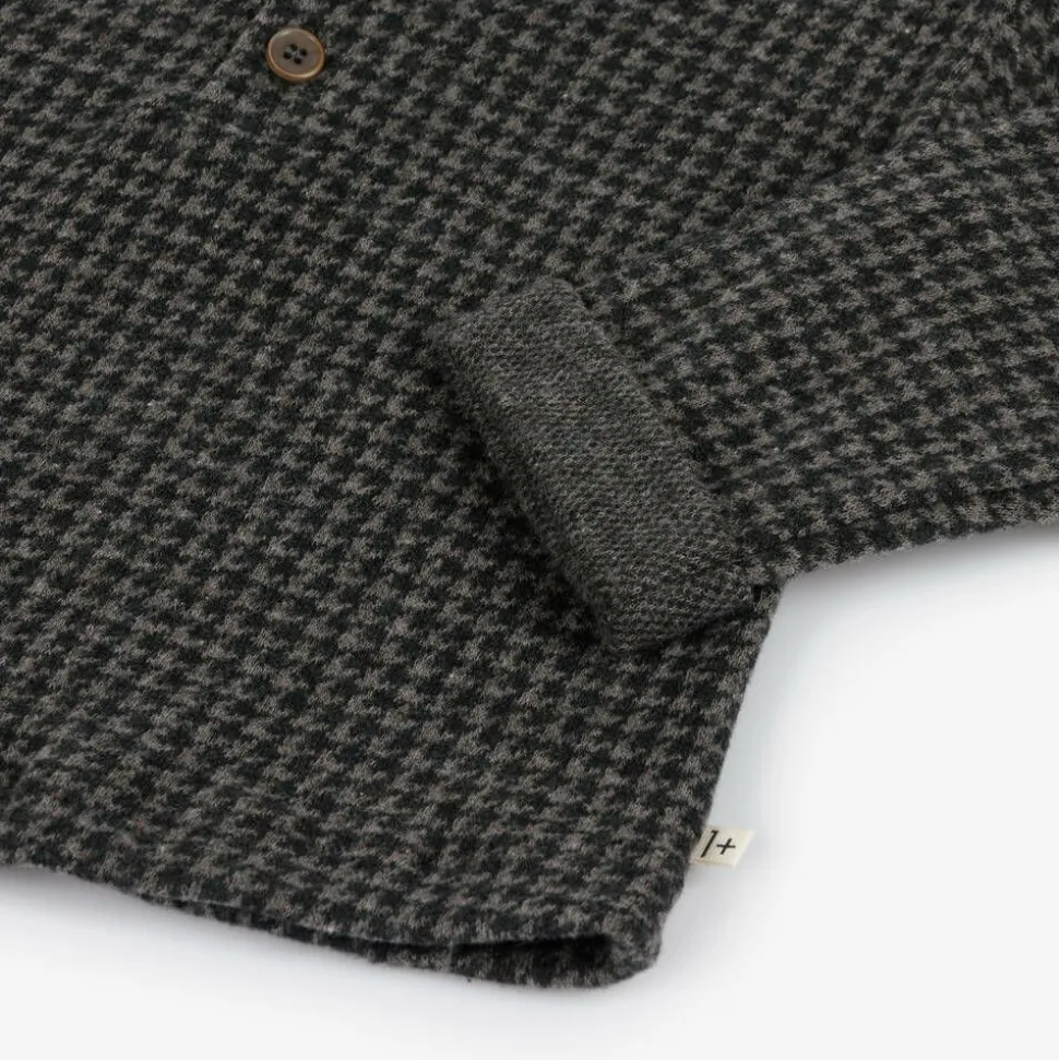 Boys Grey Cotton Houndstooth Top