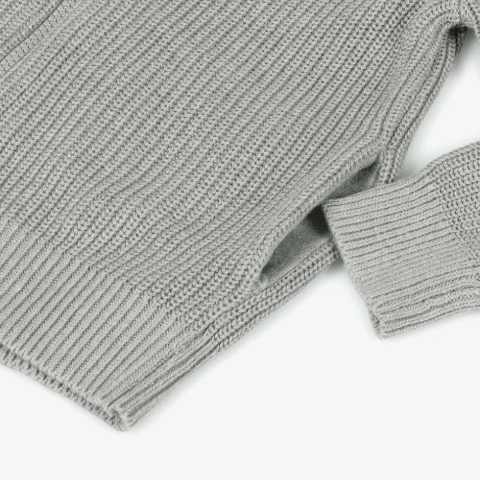 Boys Grey Cotton Knit Cardigan