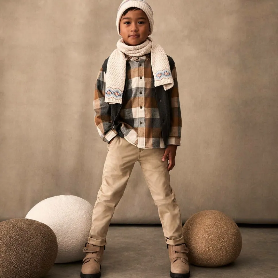 Boys Grey Cotton Knit Waistcoat