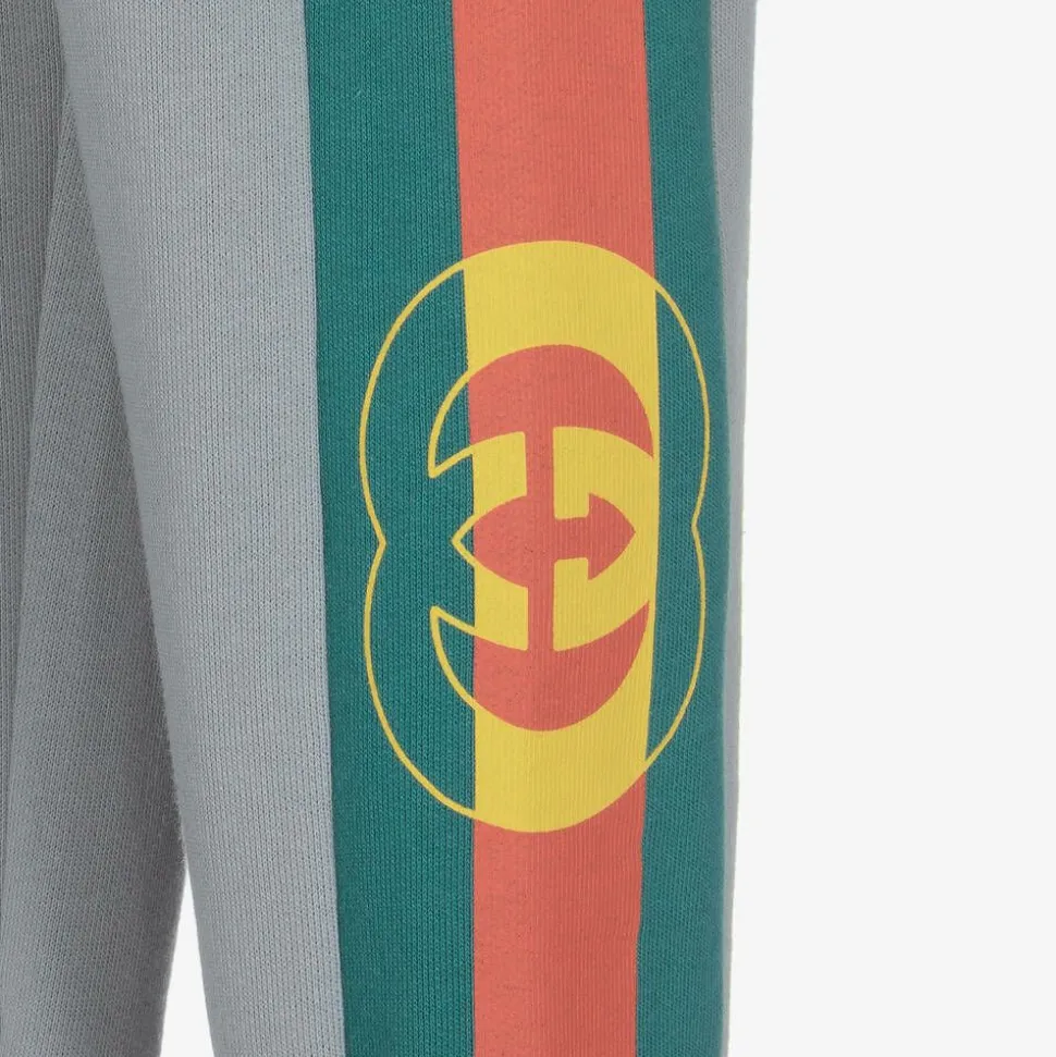 Boys Grey Cotton Logo Joggers