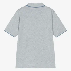Boys Grey Cotton Polo Shirt