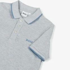 Boys Grey Cotton Polo Shirt
