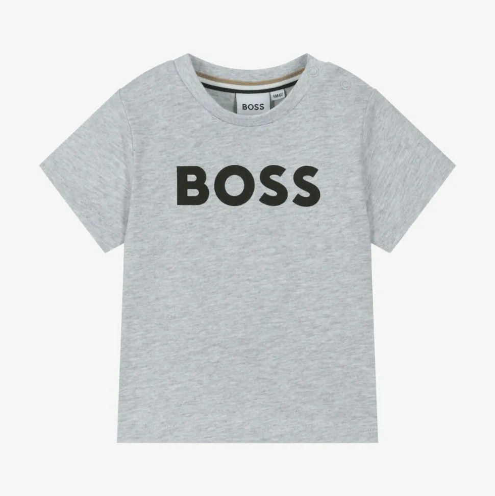 Boys Grey Cotton T-Shirt
