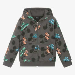 Boys Grey Disney Cotton Zip-Up Top