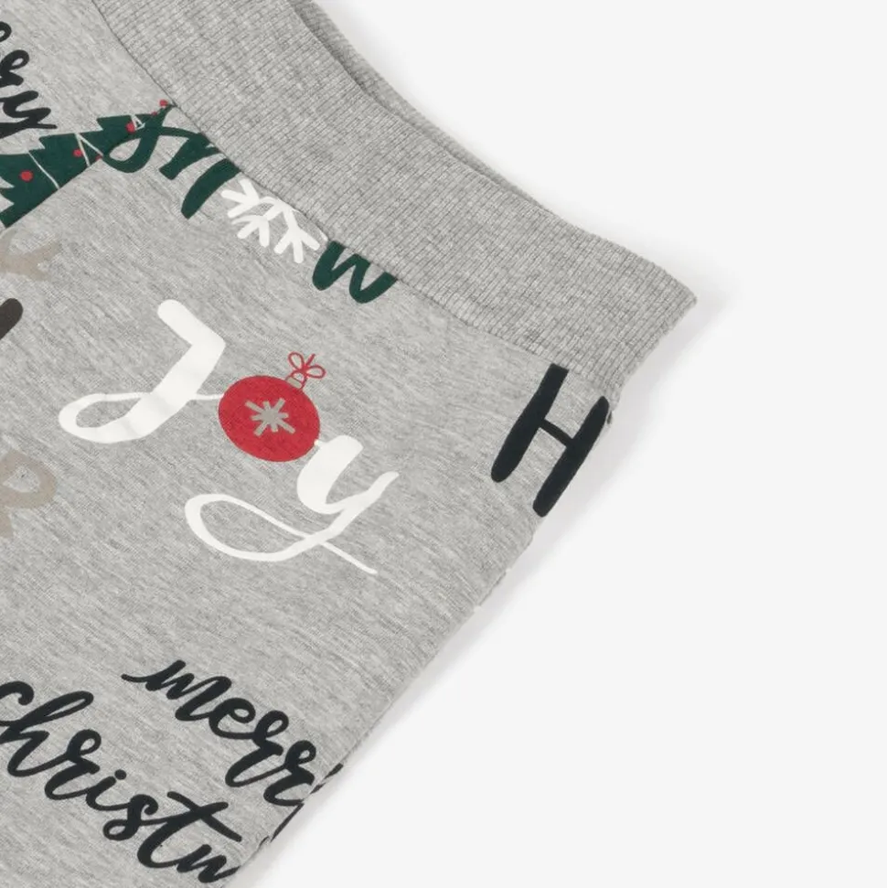 Boys Grey Festive Cotton Joggers