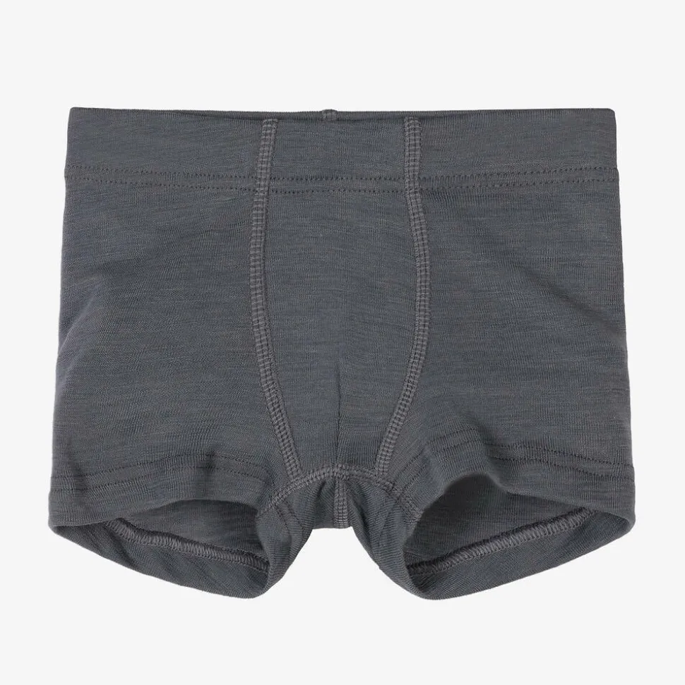 Boys Grey Merino Wool & Silk Boxers