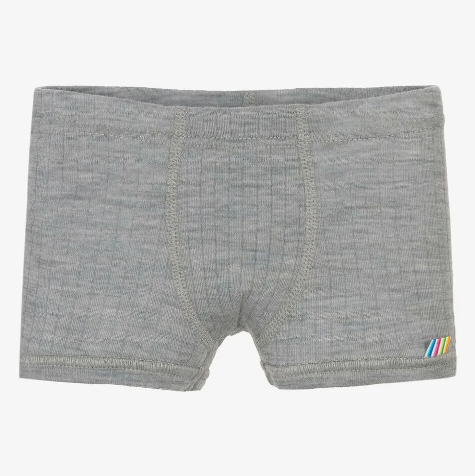Boys Grey Merino Wool Boxer Shorts