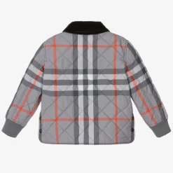 Boys Grey Oversized Check Quilted Jacket