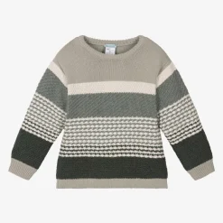 Boys Grey Stripe Knit Sweater