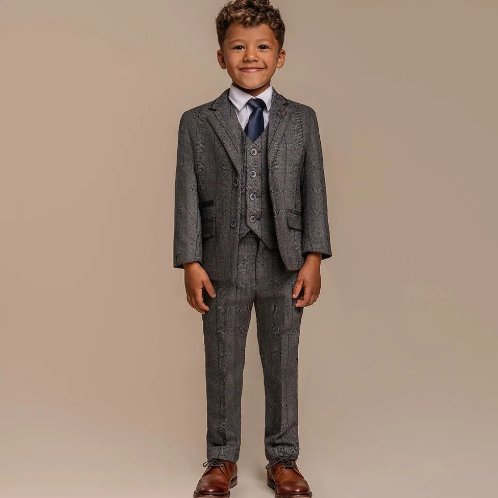 Boys Grey Tweed Albert Suit