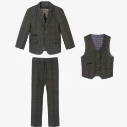 Boys Grey Tweed Albert Suit