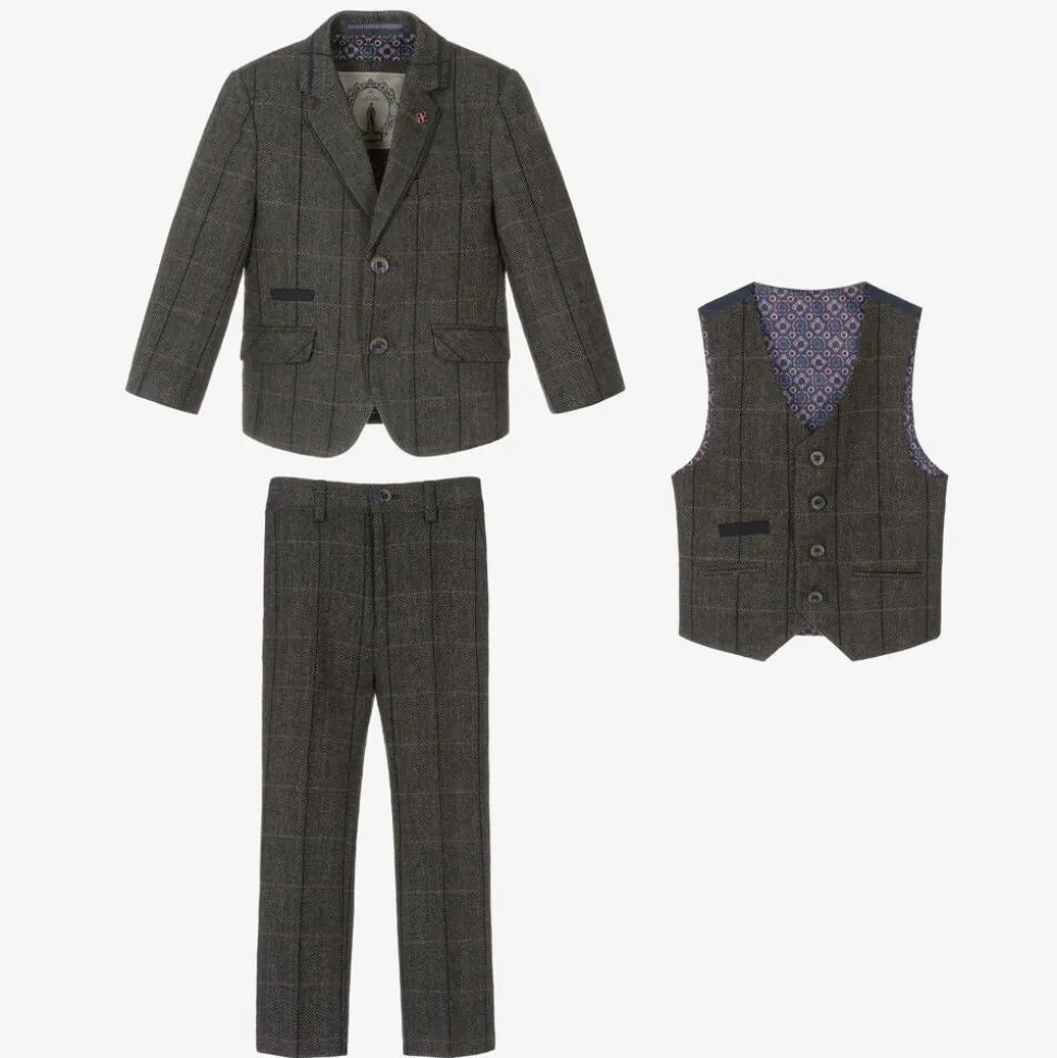 Boys Grey Tweed Albert Suit