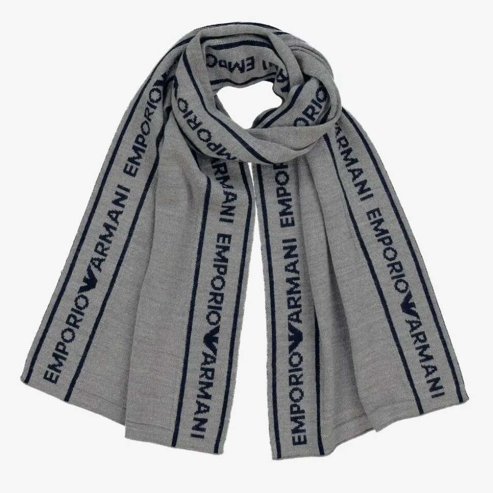 Boys Grey Wool Knit Scarf