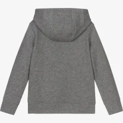 Boys Grey Zip-Up Hooded Top
