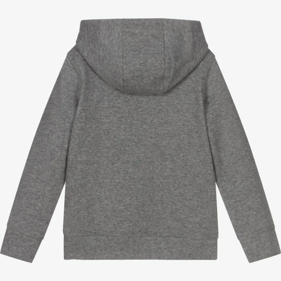 Boys Grey Zip-Up Hooded Top