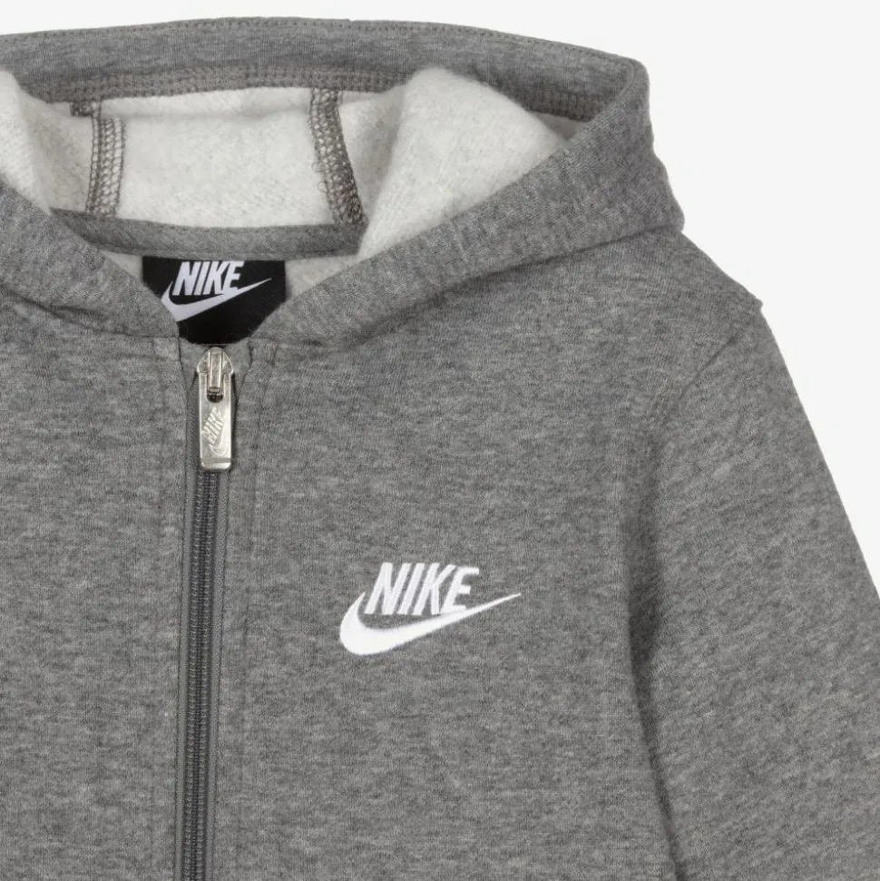 Boys Grey Zip-Up Hooded Top
