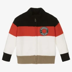 Boys Icon Stripe Merino Zipped Sweater