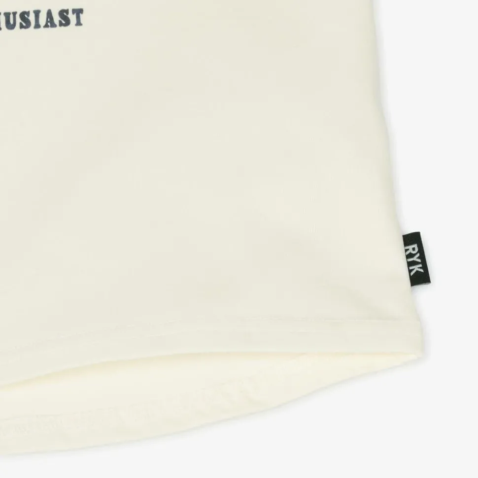 Boys Ivory & Blue Cotton Car T-Shirt