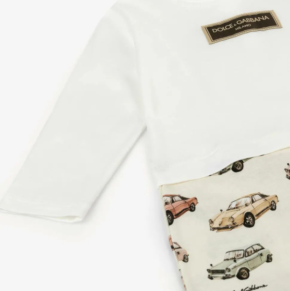 Boys Ivory Cotton Cars Babysuit Gift Set